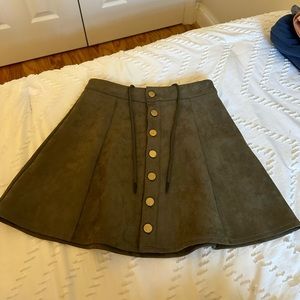 Button down army green mini skirt